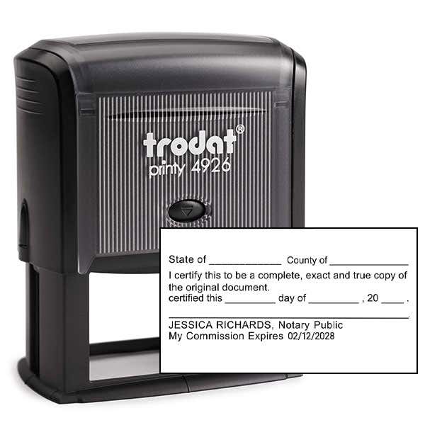 Certified True Copy Stamp for Notary Use