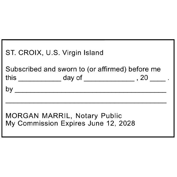 U.S. Virgin Islands JURAT Notary Stamp