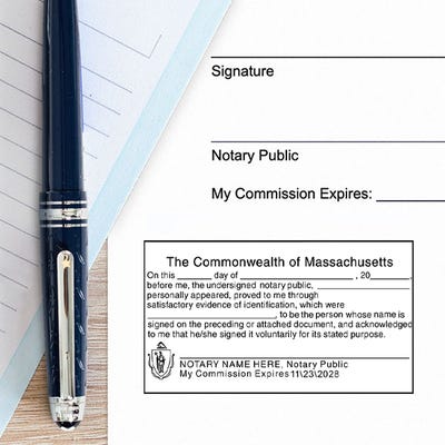 Massachusetts Acknowledgement Notary Stamp - alternate view