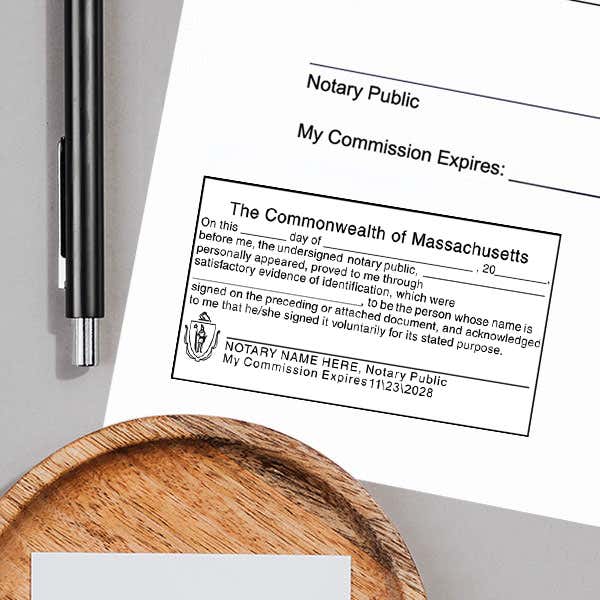 Another example of Massachusetts Acknowlegment Notary Stamp impression on paper