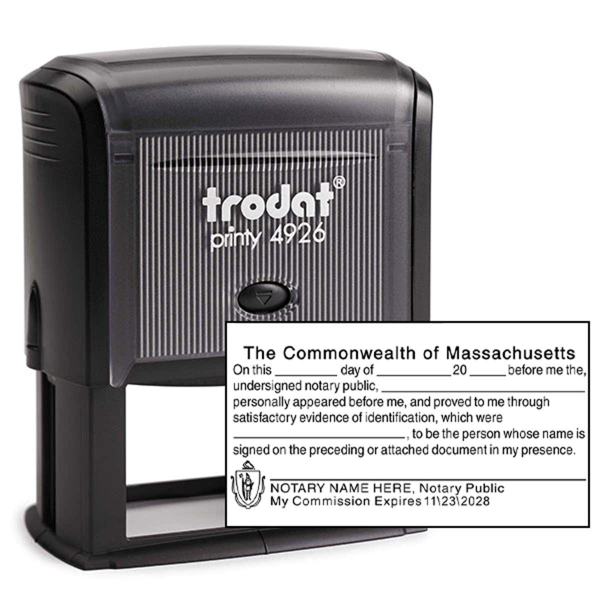Massachusetts SIGNATURE WITNESS Notary Stamp Body and Design