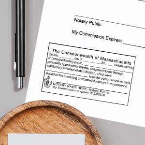 Example of Massachusetts SIGNATURE WITNESS Notary Stamp Impression on paper