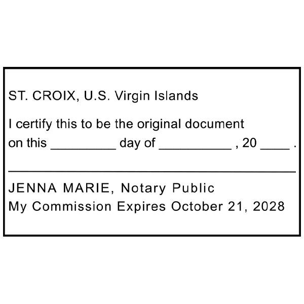 U.S. Virgin Islands Original Document Notary Stamp