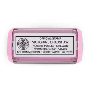 Oregon Notary Pink Stamp Top View of Index Label
