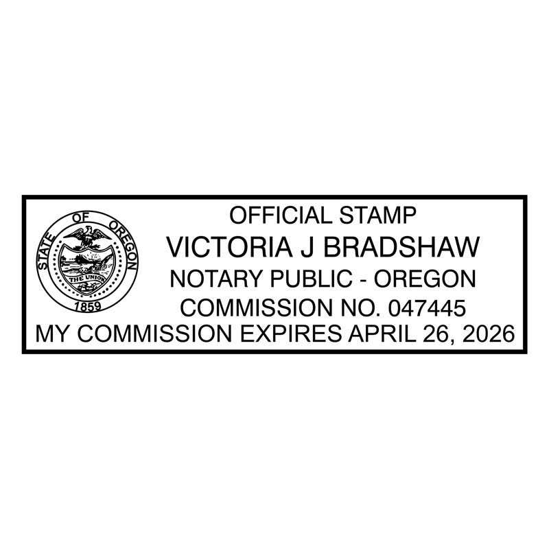 Oregon Notary Pink Stamp - Rectangle Imprint Example