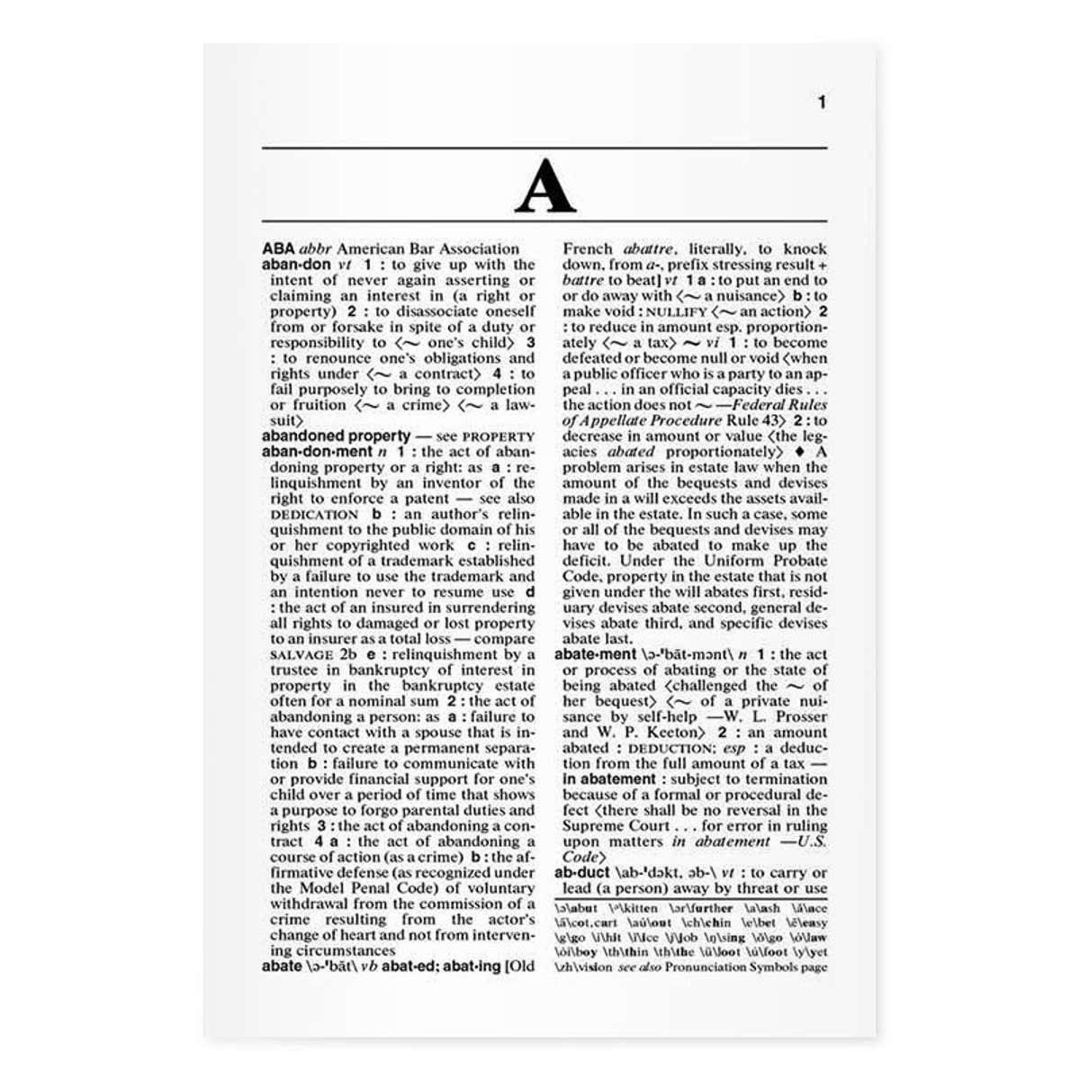 First page (showing A category)