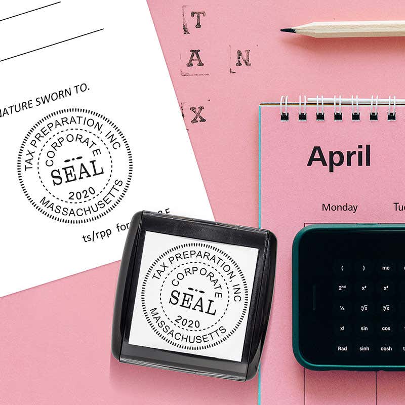Example of the Corporate Seal Stamp with Year impression on paper