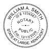 Kentucky With State at Large Round Notary Seal impression in black ink