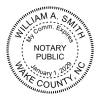 North Carolina notary stamp with name and expiration date in circular seal format. 