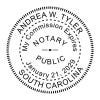 South Carolina notary public stamp with expiration date and circular border design.