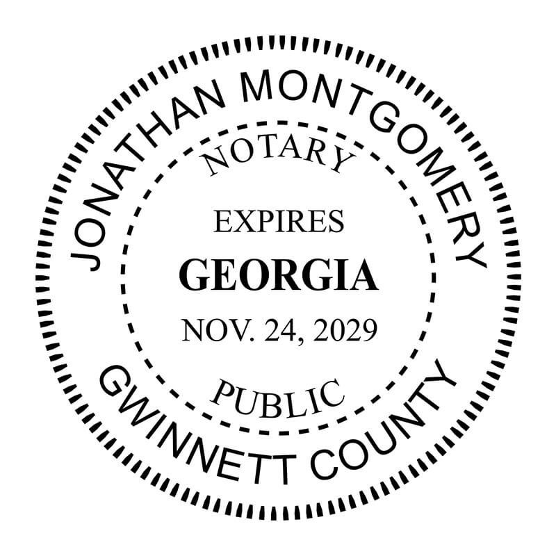 Georgia Notary Impression with Expiration Round Stamp in black ink