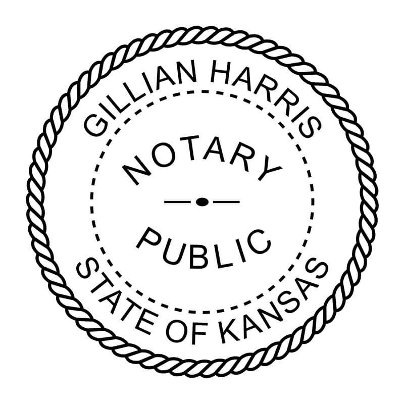 State of Kansas stamp impression.