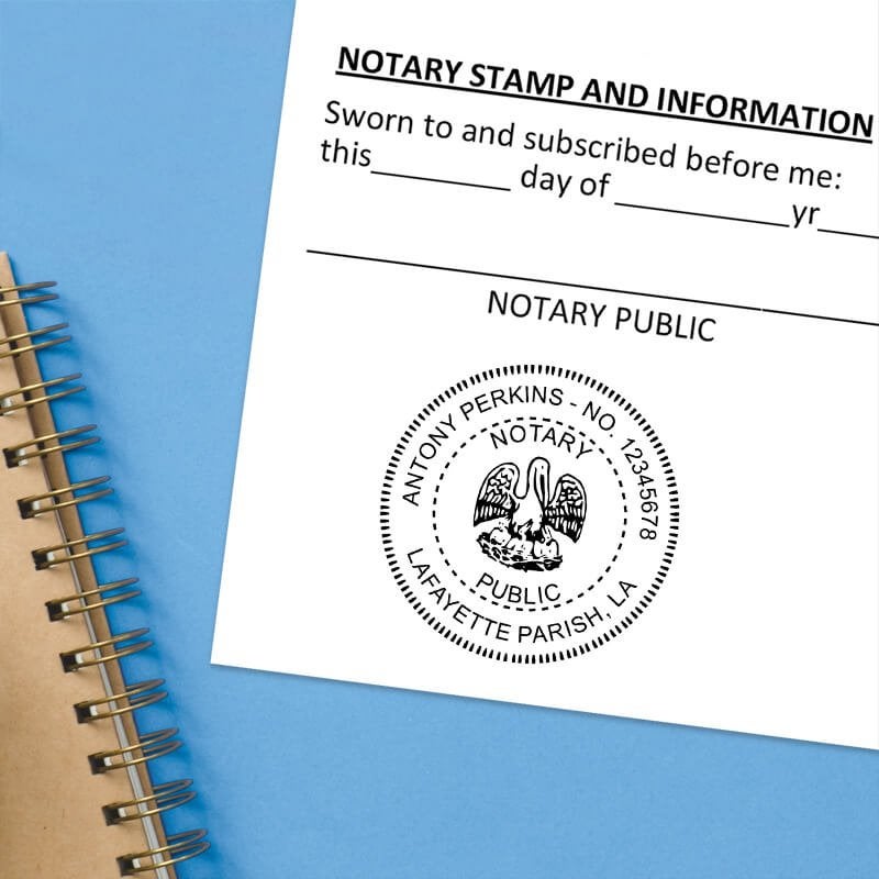 Louisiana notary stamp impression on sworn statement sheet