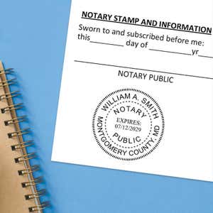 Round notary stamp mark centered on affidavit
