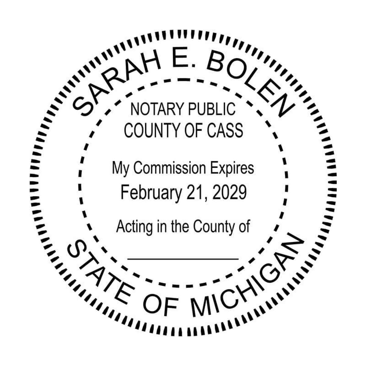 Impression of Michigan Round Notary Stamp
