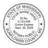 Mississippi notary stamp with name, commission expiration, and circular seal layout.