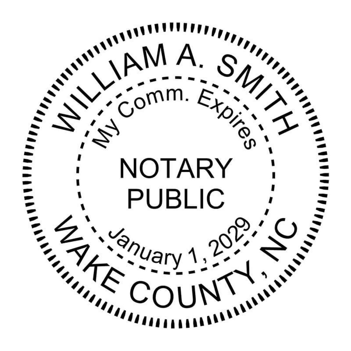 Impression of North Carolina notary stamp with expiration date