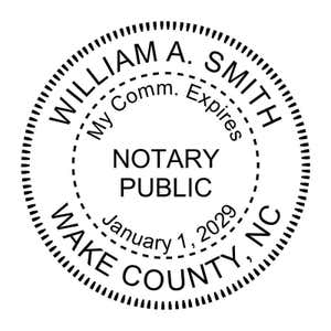 Impression of North Carolina notary stamp with expiration date