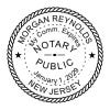 New Jersey Round Notary Stamp impression in black ink