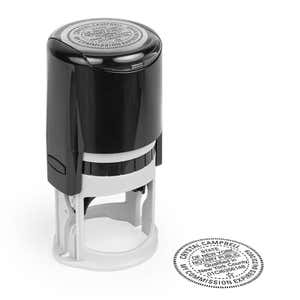 Impression of the new york notary stamp next to the stamp body