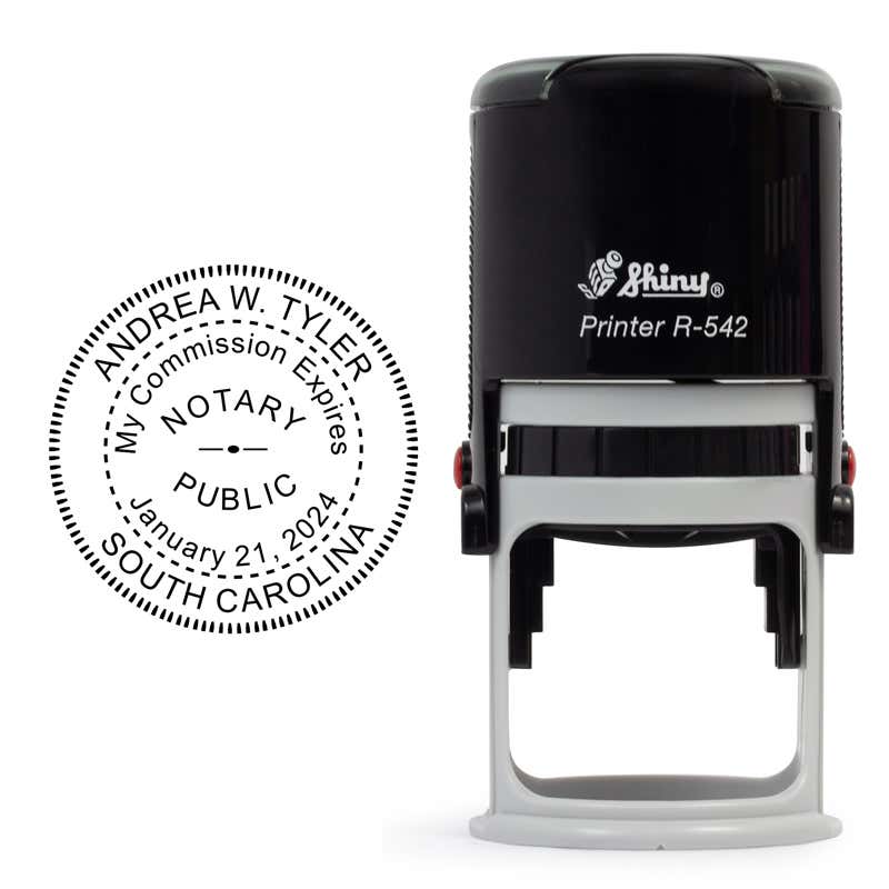 South Carolina Notary With Expiration Date Round Stamp