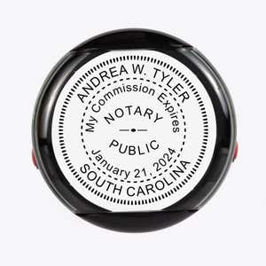 Overhead view of the South Carolina Notary With Expiration Date Round Stamp