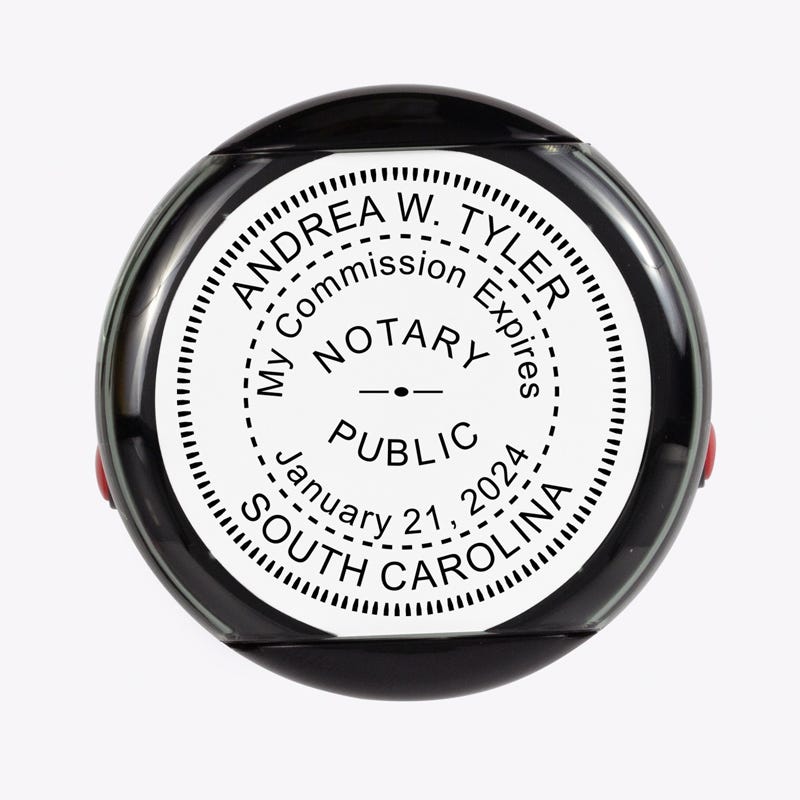 Overhead view of the South Carolina Notary With Expiration Date Round Stamp