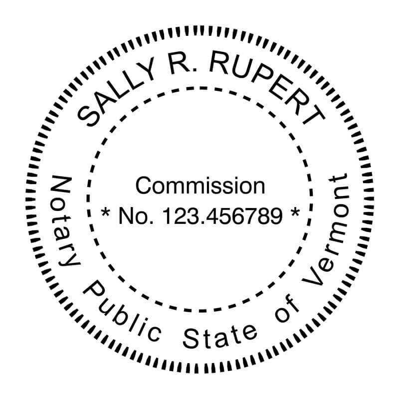 Vermont Notary Round Stamp Imprint in black ink