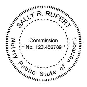 Vermont Notary Round Stamp Imprint in black ink