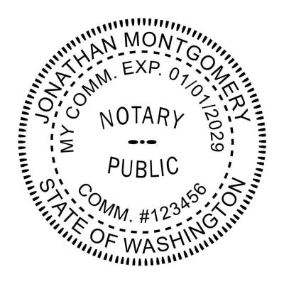 Washington State Round Notary Stamp - alternate view