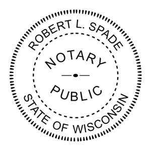 Impression example of Wisconsin Notary Stamp in black ink