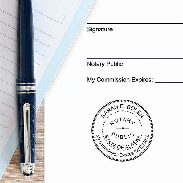 Example of Alaska Notary Pink Stamp Impression on Paper