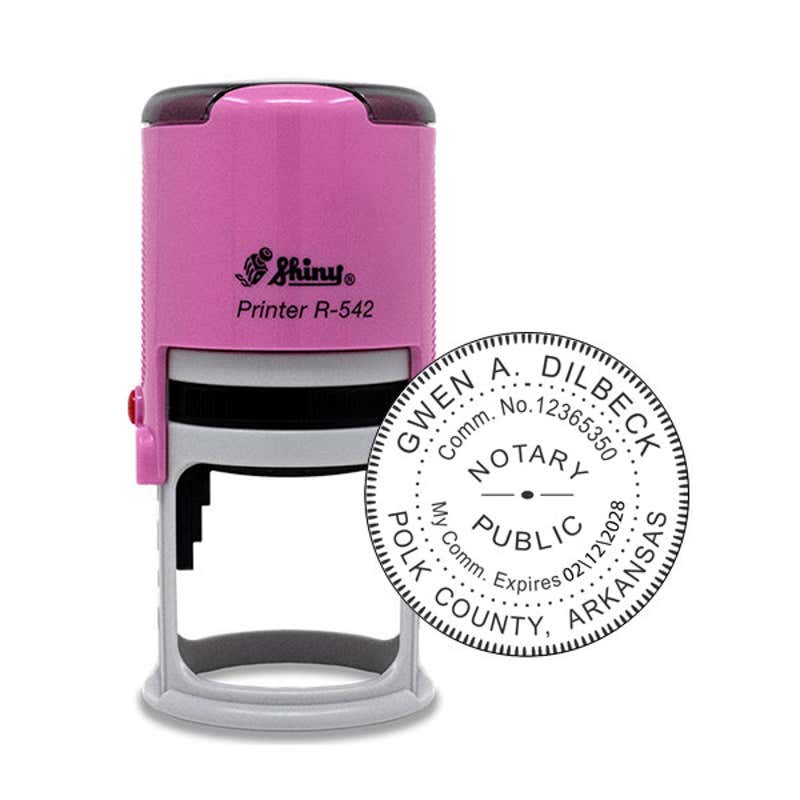Arkansas Notary Pink Stamp Body and Impression