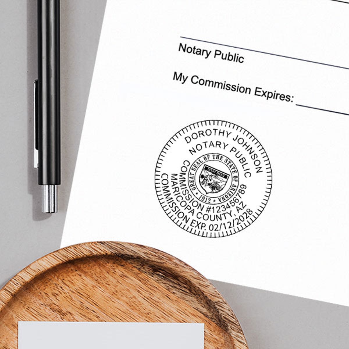  Arizona Notary Pink Stamp Impression on Paper