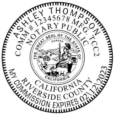 California Round Pink Notary Stamp - alternate view