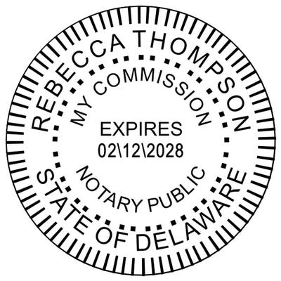 Delaware Round Pink Notary Stamp - alternate view