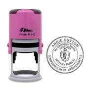 Massachusetts Round Pink Notary Stamp