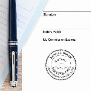 Alaska Notary Round Seal Embosser Impression on Paper