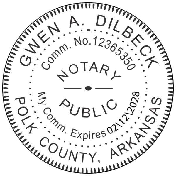 Arkansas Notary Round Seal Embosser Impression