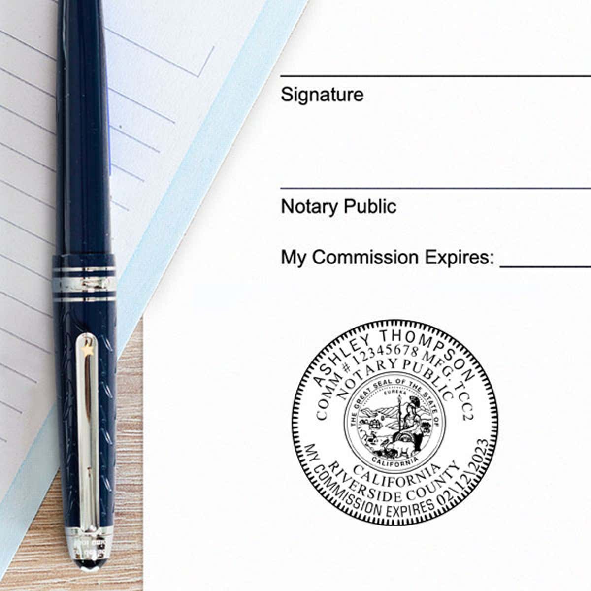 Example of California Notary Round Seal Embosser Impression