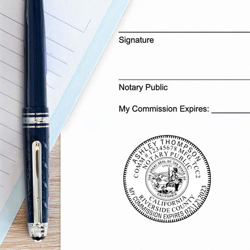 Example of California Notary Round Seal Embosser Impression