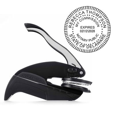 Delaware Notary Public Round Seal Embosser and Impression