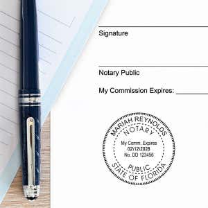 Florida Notary Public Round Seal Embosser Impression on White