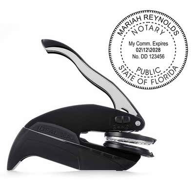 Florida Notary Public Round Seal Embosser and Impression