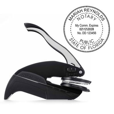 Florida Notary Public Round Seal Embosser and Impression