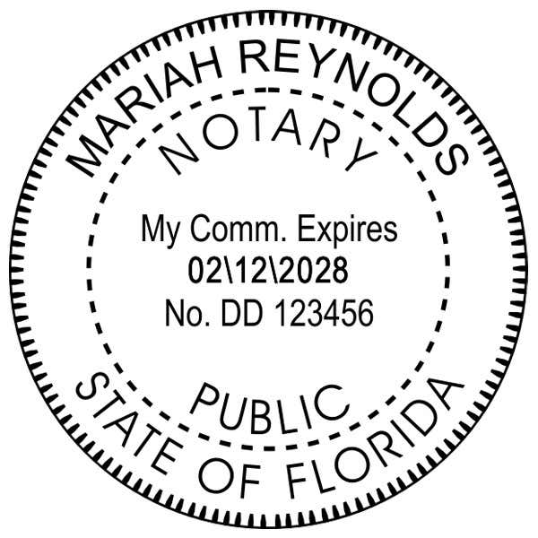 Florida Notary Public Round Seal Embosser Impression
