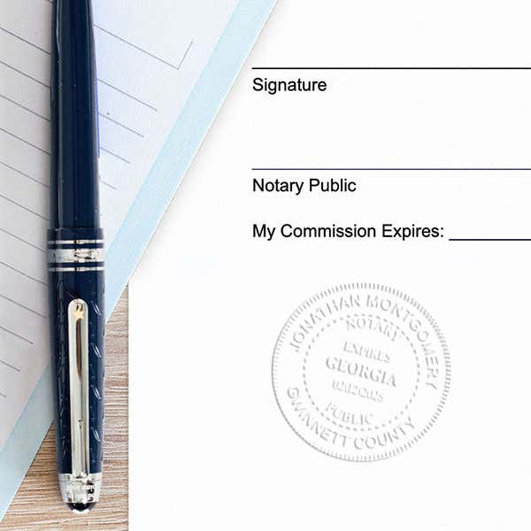 Georgia Notary with Expiration Round Seal Embosser Example