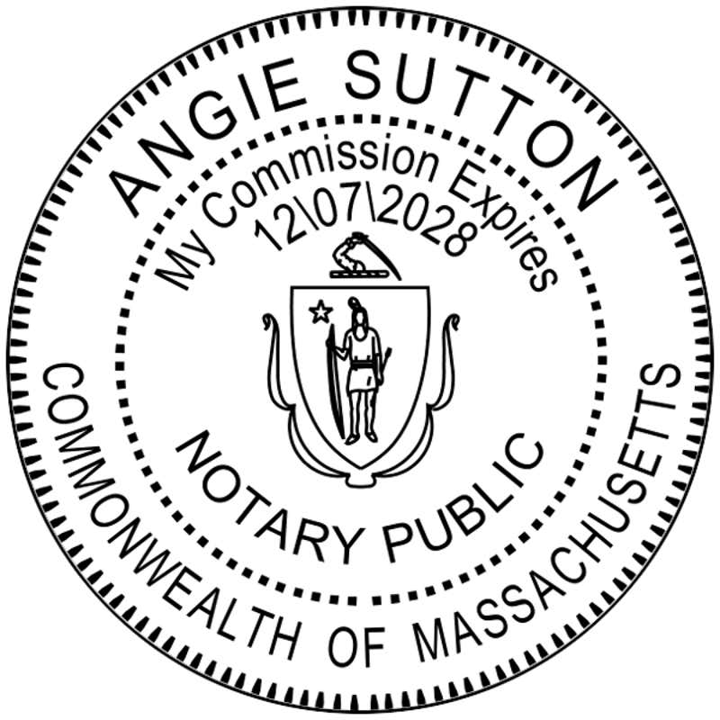 Massachusetts Notary Round Seal Embosser Impression Only