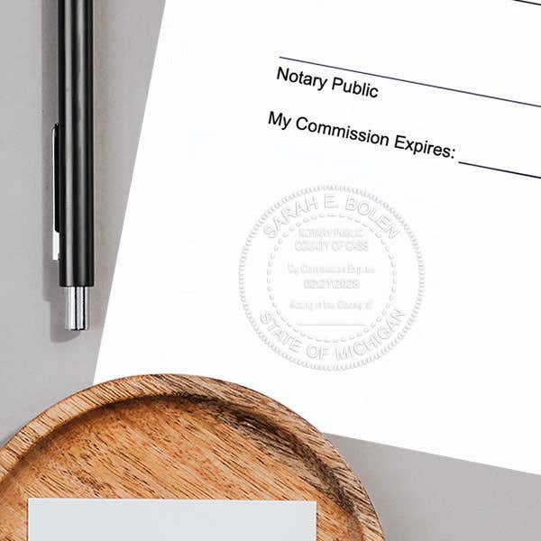 Example of Michigan Notary Round Seal Embosser Impression on Paper