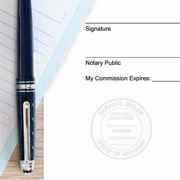 Michigan Notary Round Seal Embosser Example Impression